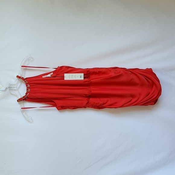 Veronica Beard 'Kalita' Chain-Halter Silk-Blend Mini-Dress, Watermelon - Picture 7 of 7